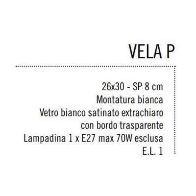 VELA PLAFONIERA PICCOLA VETRO CURVO RETTANGOLARE BIANCO CON BORDO TRASPARENTE Illuminando - Cristalensi Shop Online