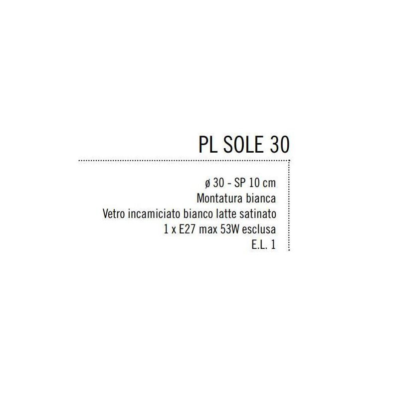 SOLE 30 CM PLAFONIERA VETRO BIANCO LATTE SATINATO DI ILLUMINANDO Illuminando - Cristalensi Shop Online