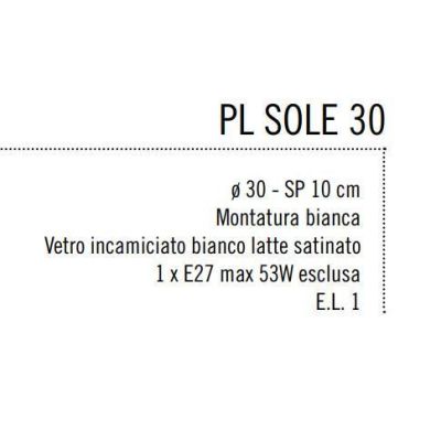 SOLE 30 CM PLAFONIERA VETRO BIANCO LATTE SATINATO DI ILLUMINANDO Illuminando - Cristalensi Shop Online