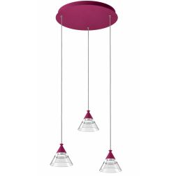 CONY SOSPENSIONE 3 LUCI ROTONDA LED 21W CCT 3000K-4000K IN METALLO 22 COLORI CON DIFFUSORI TRASPARENTI 2