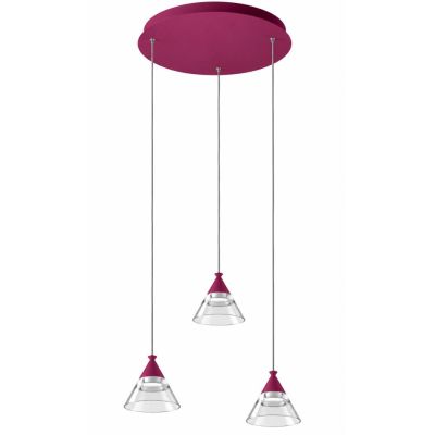 CONY SOSPENSIONE 3 LUCI ROTONDA LED 21W CCT 3000K-4000K IN METALLO 22 COLORI CON DIFFUSORI TRASPARENTI