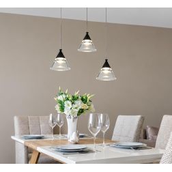 CONY SOSPENSIONE 3 LUCI ROTONDA LED 21W CCT 3000K-4000K IN METALLO 22 COLORI CON DIFFUSORI TRASPARENTI