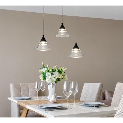 CONY SOSPENSIONE 3 LUCI ROTONDA LED 21W CCT 3000K-4000K IN METALLO 22 COLORI CON DIFFUSORI TRASPARENTI