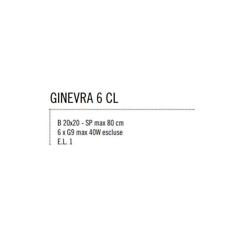 GINEVRA 6 CLARA PLAFONIERA CON BRACCI SEMIRIGIDI IN CROMO O NICHEL SATINATO Illuminando - Cristalensi Shop Online