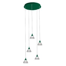 CONY SOSPENSIONE 5 LUCI ROTONDA LED 35W CCT 3000K-4000K IN METALLO 22 COLORI CON DIFFUSORI TRASPARENTI 2