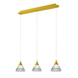 CONY SOSPENSIONE 3 LUCI RETTANGOLARE LED 21W CCT 3000K-4000K IN METALLO 22 COLORI CON DIFFUSORI TRASPARENTI