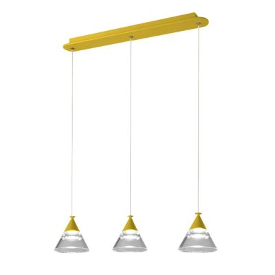 CONY SOSPENSIONE 3 LUCI RETTANGOLARE LED 21W CCT 3000K-4000K IN METALLO 22 COLORI CON DIFFUSORI TRASPARENTI