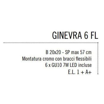 GINEVRA 6 FLEX LED PLAFONIERA CON BRACCI FLESSIBILI IN METALLO CROMATO Illuminando - Cristalensi Shop Online