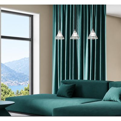 CONY SOSPENSIONE 3 LUCI RETTANGOLARE LED 21W CCT 3000K-4000K IN METALLO 22 COLORI CON DIFFUSORI TRASPARENTI