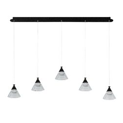 CONY SOSPENSIONE 5 LUCI RETTANGOLARE LED 35W CCT 3000K-4000K IN METALLO 22 COLORI CON DIFFUSORI TRASPARENTI 2