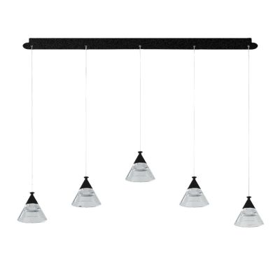CONY SOSPENSIONE 5 LUCI RETTANGOLARE LED 35W CCT 3000K-4000K IN METALLO 22 COLORI CON DIFFUSORI TRASPARENTI