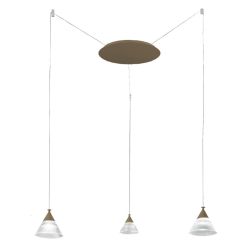CONY SOSPENSIONE 3 LUCI DECENTRATA LED 21W CCT 3000K-4000K IN METALLO 22 COLORI CON DIFFUSORI TRASPARENTI 2