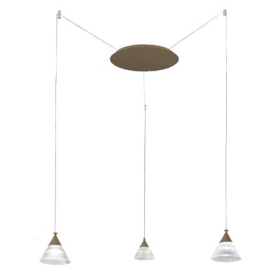 CONY SOSPENSIONE 3 LUCI DECENTRATA LED 21W CCT 3000K-4000K IN METALLO 22 COLORI CON DIFFUSORI TRASPARENTI