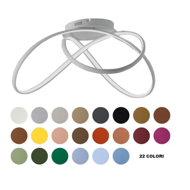 DIZZY PLAFONIERA D75 CM LED 36W DIMMERABILE IN METALLO 22 COLORI DESIGN MODERNO