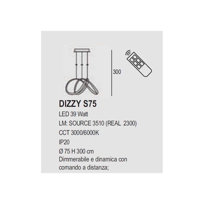 DIZZY SOSPENSIONE MODERNA D75 CM LED 36W DIMMERABILE IN METALLO 22 COLORI
