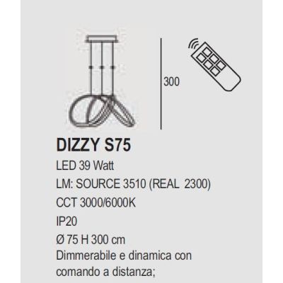 DIZZY SOSPENSIONE MODERNA D75 CM LED 36W DIMMERABILE IN METALLO 22 COLORI