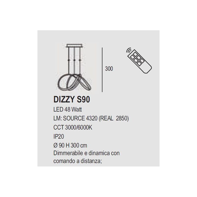 DIZZY SOSPENSIONE MODERNA D90 CM LED 46W DIMMERABILE IN METALLO 22 COLORI