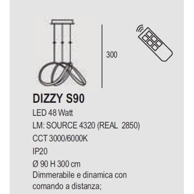 DIZZY SOSPENSIONE MODERNA D90 CM LED 46W DIMMERABILE IN METALLO 22 COLORI