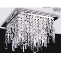 2196 FRANGIA DI AFFRALUX PLAFONIERA QUADRATA 57X57 CROMO SPECCHIO E PENDAGLI CRISTALLO AFFRALUX - Cristalensi Shop Online 2