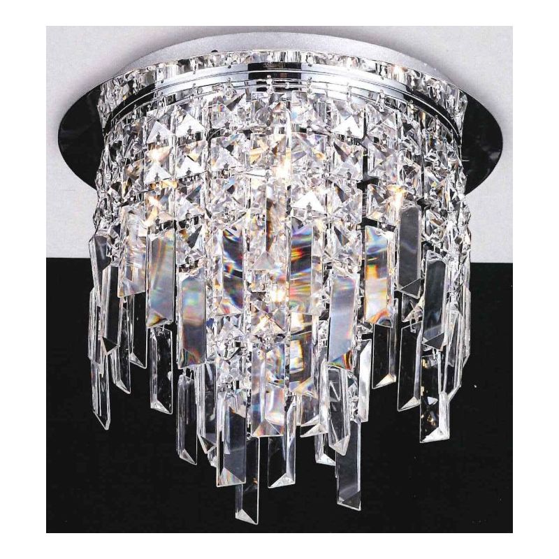 2188 PLAFONIERA TONDA IN METALLO CROMATO CON MATTONELLE E LOSANGHE IN CRISTALLO AFFRALUX - Cristalensi Shop Online