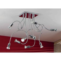 GINEVRA 9 FLEX LED PLAFONIERA CON BRACCI FLESSIBILI IN METALLO CROMATO Illuminando - Cristalensi Shop Online 2