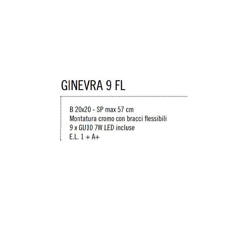 GINEVRA 9 FLEX LED PLAFONIERA CON BRACCI FLESSIBILI IN METALLO CROMATO Illuminando - Cristalensi Shop Online