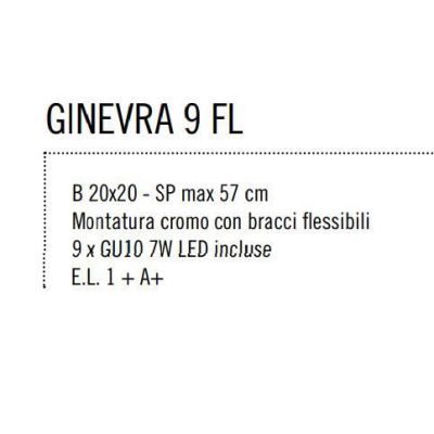 GINEVRA 9 FLEX LED PLAFONIERA CON BRACCI FLESSIBILI IN METALLO CROMATO Illuminando - Cristalensi Shop Online