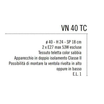 VENTOLA 40 CM DIAMETRO A TRONCO DI CONO IN TESSUTO TELETTA COLOR SABBIA Illuminando - Cristalensi Shop Online
