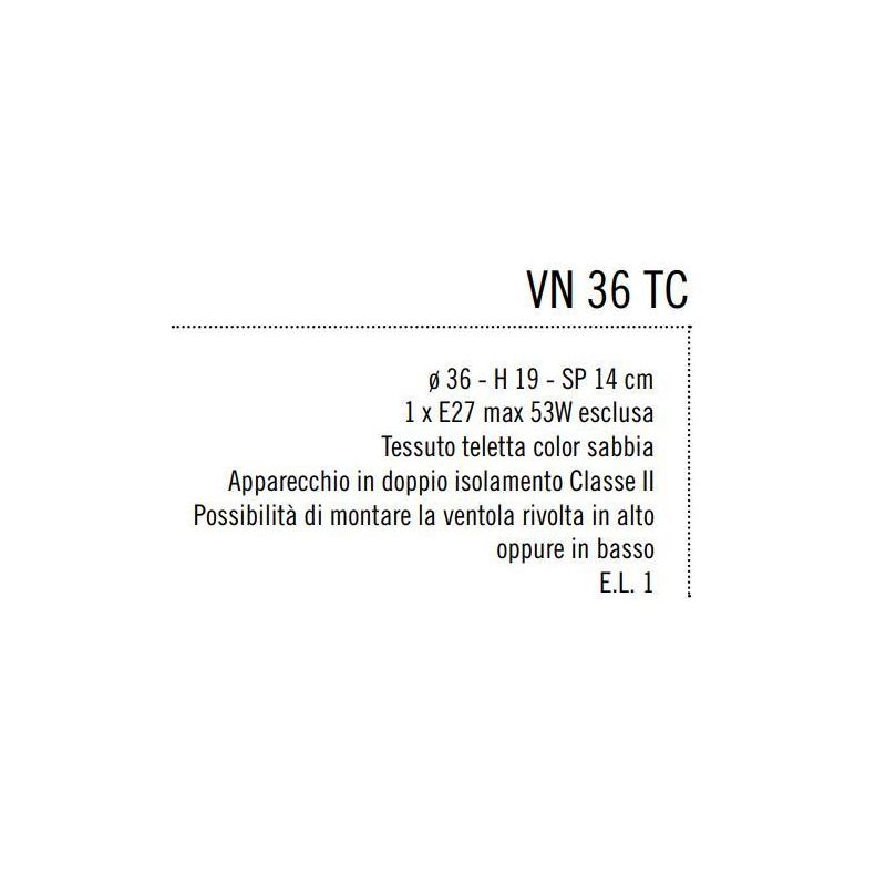 VENTOLA 36 CM DIAMETRO A TRONCO CONO IN TESSUTO TELETTA SABBIA Illuminando - Cristalensi Shop Online