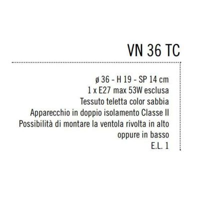 VENTOLA 36 CM DIAMETRO A TRONCO CONO IN TESSUTO TELETTA SABBIA Illuminando - Cristalensi Shop Online