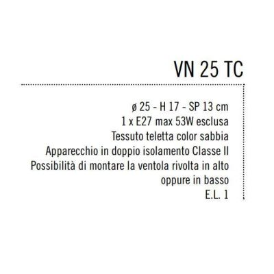 VENTOLA A TRONCO DI CONO IN TESSUTO COLORE SABBIA 25 CM DIAMETRO Illuminando - Cristalensi Shop Online