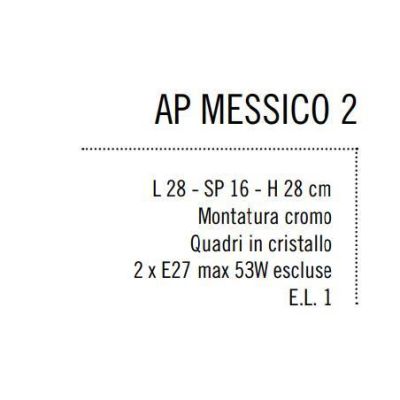 MESSICO LAMPADA PARETE CON CRISTALLI QUADRATI E MONTATURA CROMO LUCIDO Illuminando - Cristalensi Shop Online
