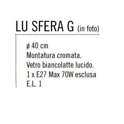SFERA GRANDE LAMPADA DA TAVOLO IN VETRO BIANCO LUCIDO MONTATURA CROMO D.40 Illuminando - Cristalensi Shop Online