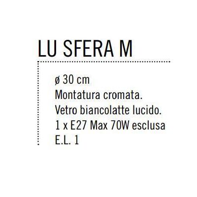 SFERA MEDIA LAMPADA DA TAVOLO IN VETRO BIANCO LUCIDO MONTATURA CROMO D.30 Illuminando - Cristalensi Shop Online
