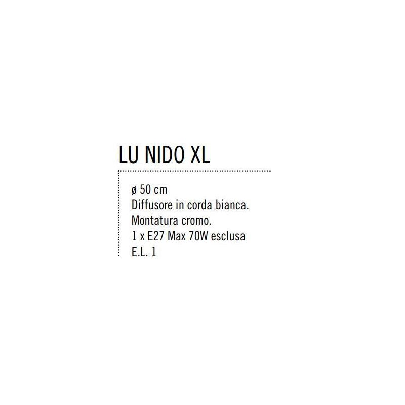 NIDO XL LAMPADA DA TAVOLO GRANDE IN CORDA INCOLLATA BIANCA DIAMETRO 50 CM Illuminando - Cristalensi Shop Online