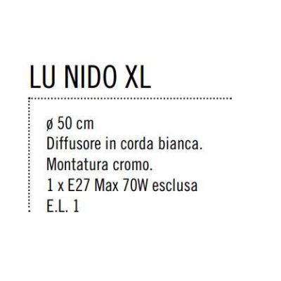 NIDO XL LAMPADA DA TAVOLO GRANDE IN CORDA INCOLLATA BIANCA DIAMETRO 50 CM Illuminando - Cristalensi Shop Online