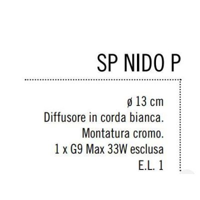 NIDO PICCOLO SOSPENSIONE IN CORDA BIANCA INCOLLATA DIAMETRO 13 CM Illuminando - Cristalensi Shop Online