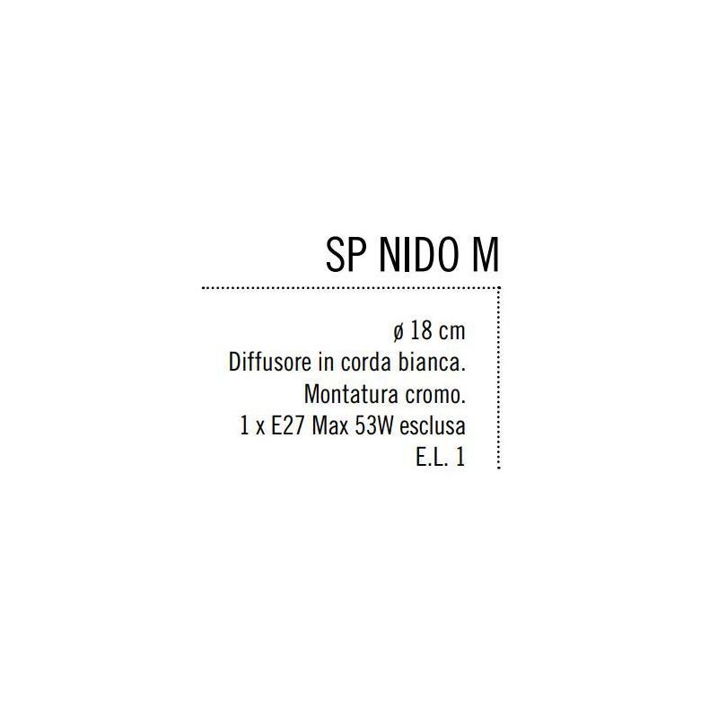 NIDO MEDIA SOSPENSIONE IN CORDA BIANCA INCOLLATA DIAMETRO 18 CM Illuminando - Cristalensi Shop Online