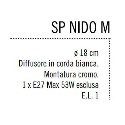 NIDO MEDIA SOSPENSIONE IN CORDA BIANCA INCOLLATA DIAMETRO 18 CM Illuminando - Cristalensi Shop Online