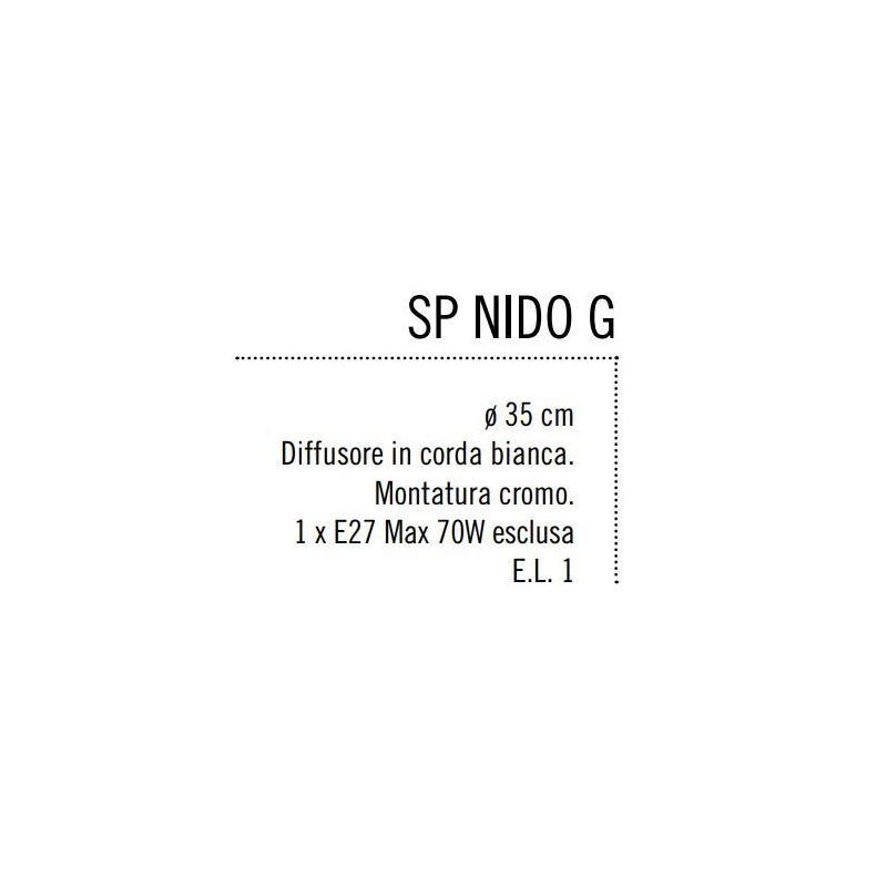 NIDO GRANDE SOSPENSIONE IN CORDA BIANCA INCOLLATA DIAMETRO 35 CM ECONOMICA Illuminando - Cristalensi Shop Online