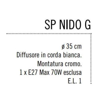 NIDO GRANDE SOSPENSIONE IN CORDA BIANCA INCOLLATA DIAMETRO 35 CM ECONOMICA Illuminando - Cristalensi Shop Online