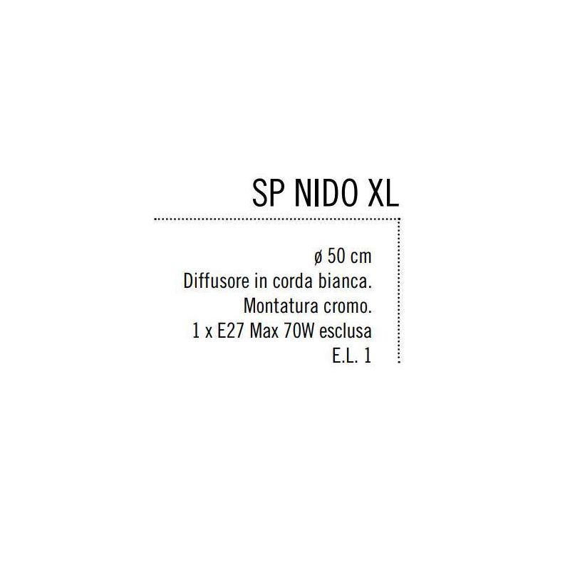 NIDO XL SOSPENSIONE IN CORDA BIANCA INCOLLATA DIAMETRO 50 CM DI ILLUMINANDO Illuminando - Cristalensi Shop Online