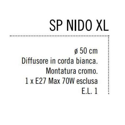 NIDO XL SOSPENSIONE IN CORDA BIANCA INCOLLATA DIAMETRO 50 CM DI ILLUMINANDO Illuminando - Cristalensi Shop Online