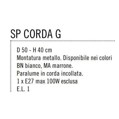 CORDA SOSPENSIONE GRANDE IN CORDA COLORATA DI MARRONE O BIANCO Illuminando - Cristalensi Shop Online