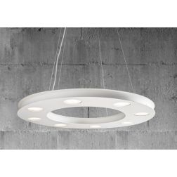 UFO SOSPENSIONE MODERNA A CERCHIO DEL DIAMETRO DI 70 CM BIANCA O SABBIA CON 12 LUCI ATTACCO GX53 Illuminando - Cristalensi Shop 