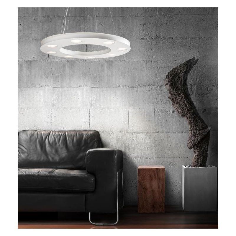 UFO SOSPENSIONE MODERNA A CERCHIO DEL DIAMETRO DI 70 CM BIANCA O SABBIA CON 12 LUCI ATTACCO GX53 Illuminando - Cristalensi Shop 