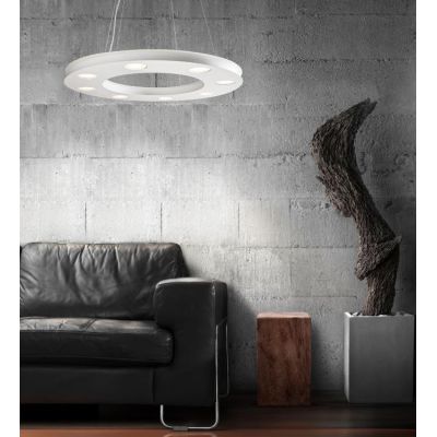 UFO SOSPENSIONE MODERNA A CERCHIO DEL DIAMETRO DI 70 CM BIANCA O SABBIA CON 12 LUCI ATTACCO GX53 Illuminando - Cristalensi Shop 