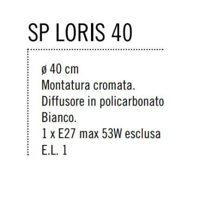 LORIS 40 SOSPENSIONE SINGOLA IN POLICARBONATO BIANCO DIAMETRO CM 40 MODERNA DI ILLUMINANDO Illuminando - Cristalensi Shop Online