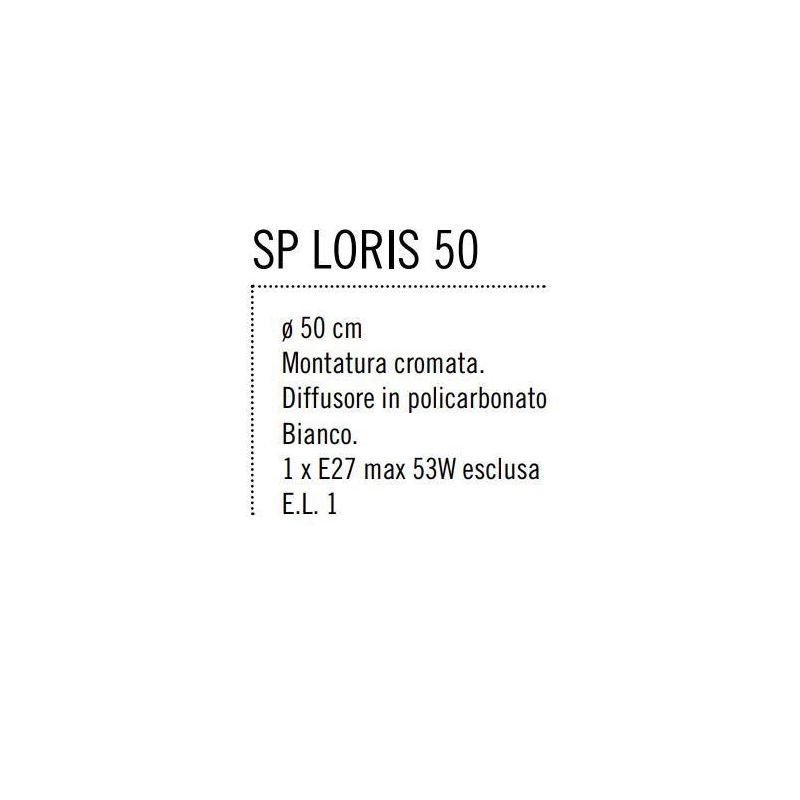 LORIS 50 SOSPENSIONE SINGOLA IN POLICARBONATO BIANCO DIAMETRO CM 50 MODERNA DI ILLUMINANDO Illuminando - Cristalensi Shop Online