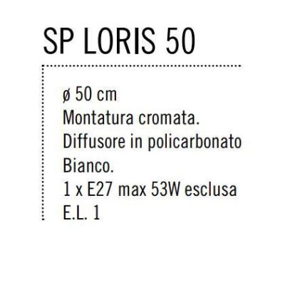 LORIS 50 SOSPENSIONE SINGOLA IN POLICARBONATO BIANCO DIAMETRO CM 50 MODERNA DI ILLUMINANDO Illuminando - Cristalensi Shop Online